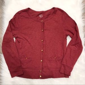J.Crew Painter’s Tee burgundy cardigan